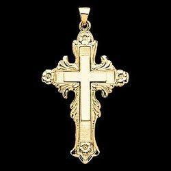 14K Yellow Gold Large Fancy Cross Pendantyellow 