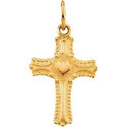 14K Yellow Gold Child's Heart Cross Pendantyellow 