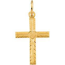 14K Yellow Gold Child's Heart Cross Pendantyellow 