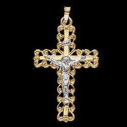 14K Yellow Gold Pendant Crucifix Two-Toneyellow 