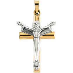 14K Two Tone Gold Risen Christ Crucifix Pendanttwo 