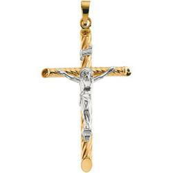 14K Two Tone Gold Crucifix Pendanttwo 