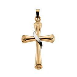 14K Two Tone Gold Cross Pendanttwo 