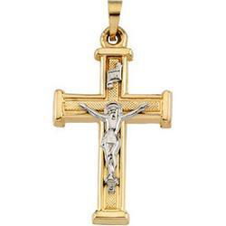 14K Two Tone Gold Crucifix Pendanttwo 