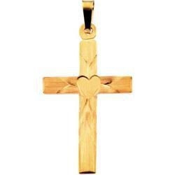 14K Yellow Gold Heard Design Cross Pendantyellow 