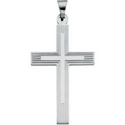 14K White Gold Extra Heavy Cross Pendantwhite 