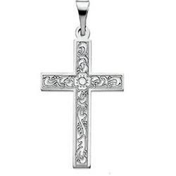 14K White Gold Design Cross Pendantwhite 