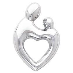 14K White Gold Mother & Child Large Heart Pendantwhite 