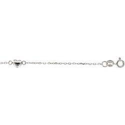 14K White Gold Diamond Cut Cable Anklet With Polished White Hearts - 10.00 incheswhite 