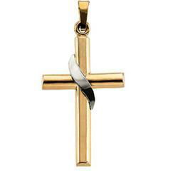 14K Two Tone Gold Cross Pendanttwo 