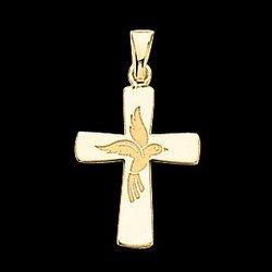 14K Yellow Gold Cross Pendant W/Designyellow 