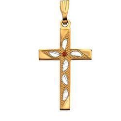 14K Three Tone Gold Cross Pendanttone 