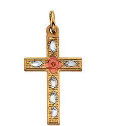 14K Three Tone Gold Cross Pendanttone 