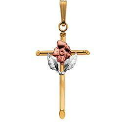 14K Yellow Gold Three Color Cross Pendantyellow 