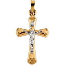 14K Two Tone Gold Crucifix Pendanttwo 