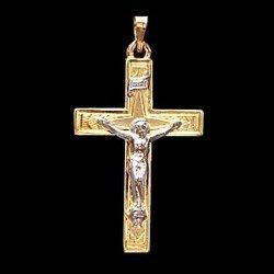 14K Two Tone Gold Crucifix Pendanttwo 