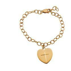 14K Yellow Gold Child's Heart & Cross Braceletyellow 