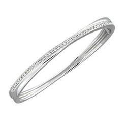 14K White Gold Diamond Banglewhite 