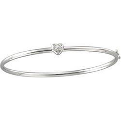 14K White Gold Diamond Heart Fashion Bangle Braceletwhite 