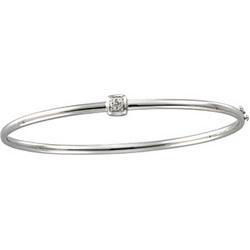 14K White Gold Diamond Fashion Bangle Braceletwhite 