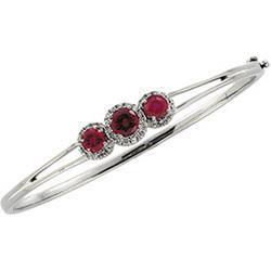 14K White Gold Chatham Created Ruby & Diamond Braceletwhite 