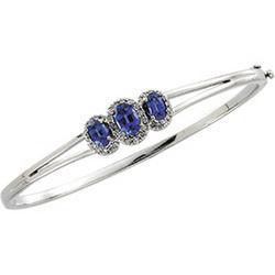 14K White Gold Chatham Created Sapphire & Diamond Braceletwhite 