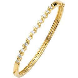 14K Yellow Gold Created Moissanite Bangle Braceletyellow 