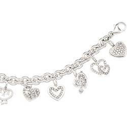 Sterling Silver Cubic Zirconia Heart Bracelet - 7.5 inchessterling 