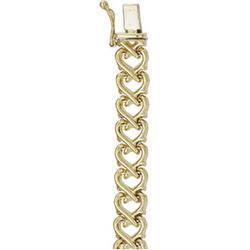 14K Yellow Gold Open Heart Stampato Bracelet - 7 inchesyellow 