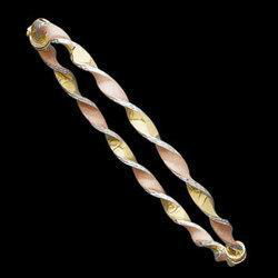 14K Yellow Gold Tricolor Twisted Braceletyellow 