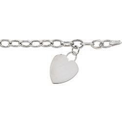 14K White Gold Hollow Light Heart Charm Bracelet - 7.5 incheswhite 