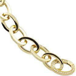 14K Yellow Gold Link Bracelet With Diamond Clasp - 8 inchesyellow 