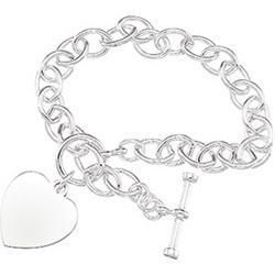 Sterling Silver Cable Toggle & Heart Bracelet - 8 inchessterling 