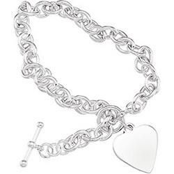 Sterling Silver Cable Toggle & Heart Bracelet - 8 inchessterling 