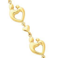 14K Yellow Gold Mother & Child Heart Bracelet 7 inchesyellow 