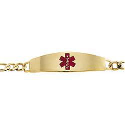 14K Yellow Gold Medical Id Bracelet/Red Enamel - 8 inchesyellow 