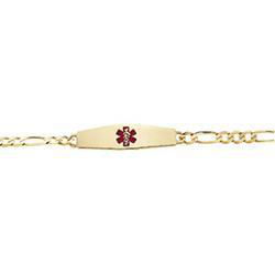 14K Yellow Gold Medical Id Bracelet/Red Enamel - 7 inchesyellow 