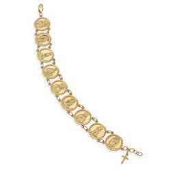 14K Yellow Gold Traditional Saints Bracelet - 7.50 Inchesyellow 