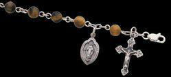 Sterling Silver Tiger Eye Bead Rosary Braceletsterling 