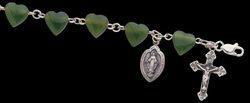 Sterling Silver Jade Heart Rosary Braceletsterling 