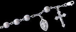 Sterling Silver Round Fluted Rosary Braceletsterling 