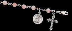 Sterling Silver Pink Coral Rosary Braceletsterling 