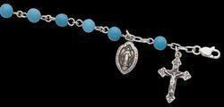 Sterling Silver Miraculous Medal With Turquoise Rosary Braceletsterling 