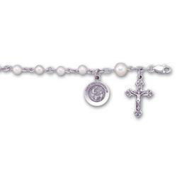 Sterling Silver First Holy Communion With Pearls Rosary Braceletsterling 