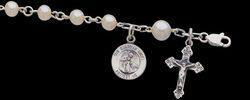 Sterling Silver Our Guardian Angel With Pearls Rosary Braceletsterling 