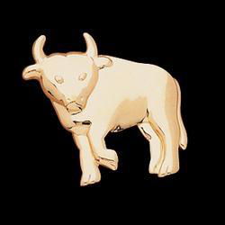 14K Yellow Gold The Playful Bull Broochyellow 