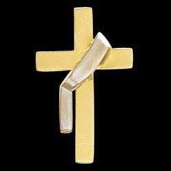 14K Two Tone Gold Deacon Cross Lapel Pintwo 