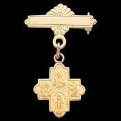 14K Yellow Gold 4-Way Cross Baptismal Pinyellow 