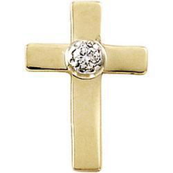 14K Yellow Gold Cross Lapel Diamond Pinyellow 