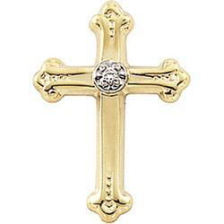 14K Yellow Gold Cross Lapel Diamond Pinyellow 